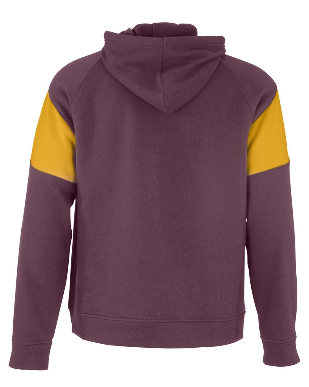 Holloway 229546 Unisex Athletic Fleece Prospect Hooded Sweatshirt in Maroon/ Light Gold, back