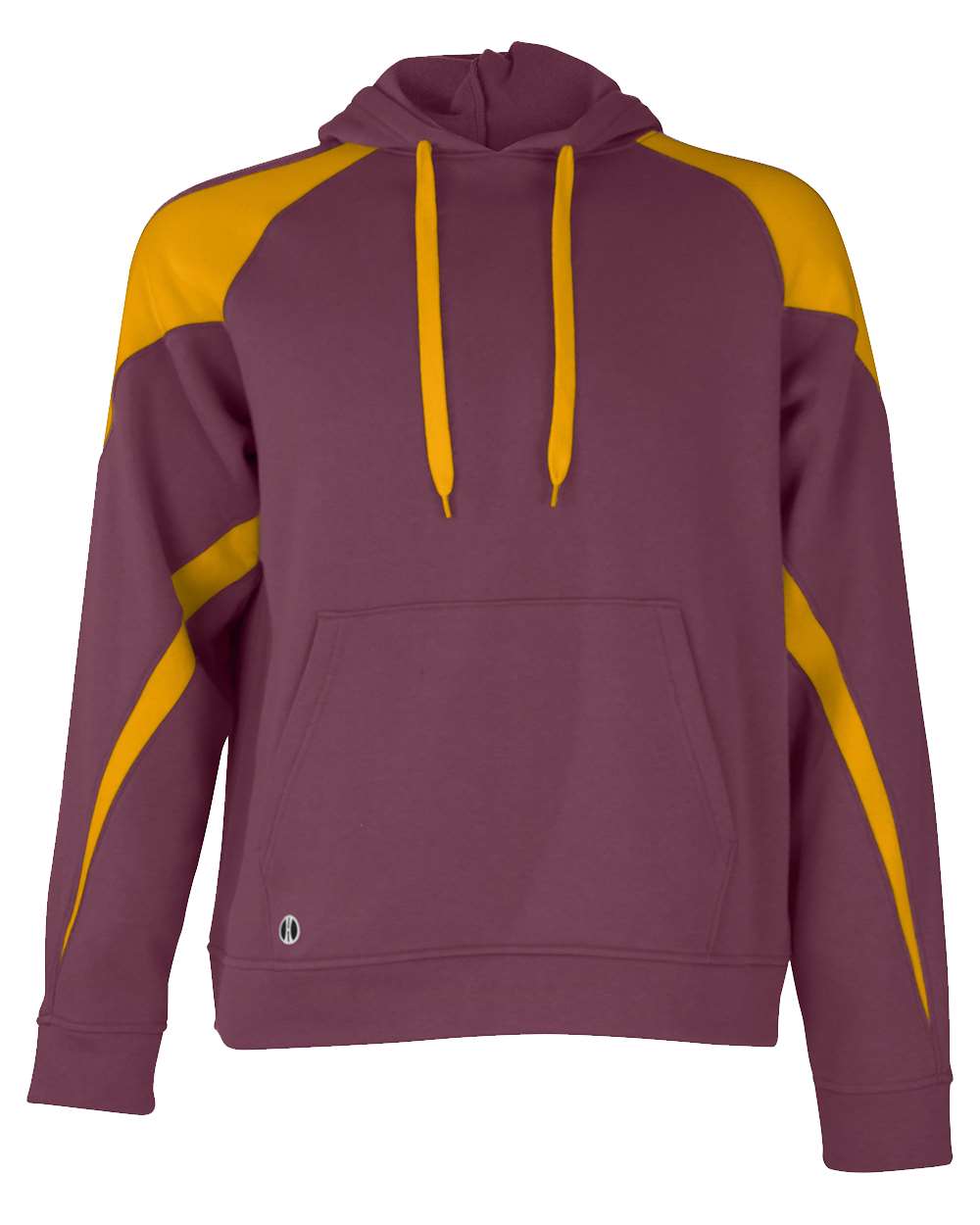 Holloway 229546 Unisex Athletic Fleece Prospect Hooded Sweatshirt in Maroon/ Light Gold