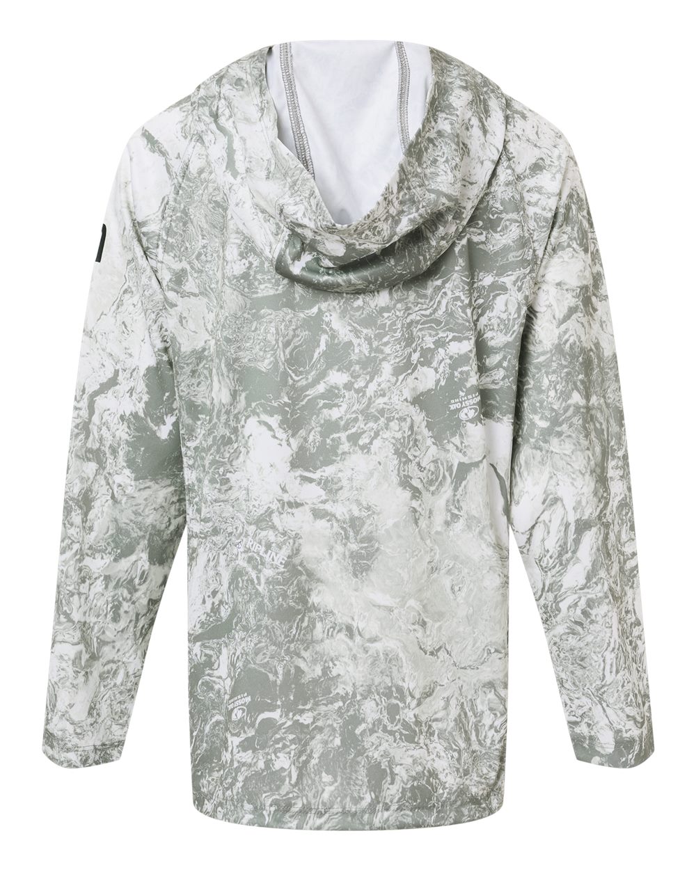 HUK H712L003 Youth Pursuit Mossy Oak Printed Hooded Long Sleeve T-Shirt in Seagrass, back
