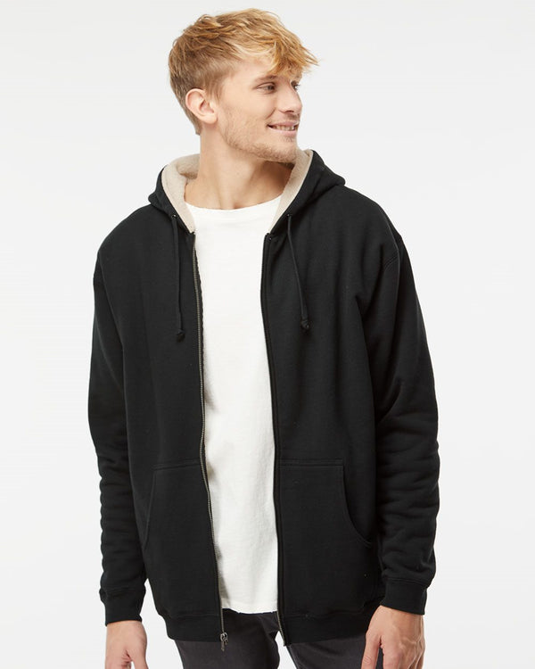 Independent Trading Co. EXP40SHZ Men's Sherpa-Lined Full-Zip Hooded Sweatshirt