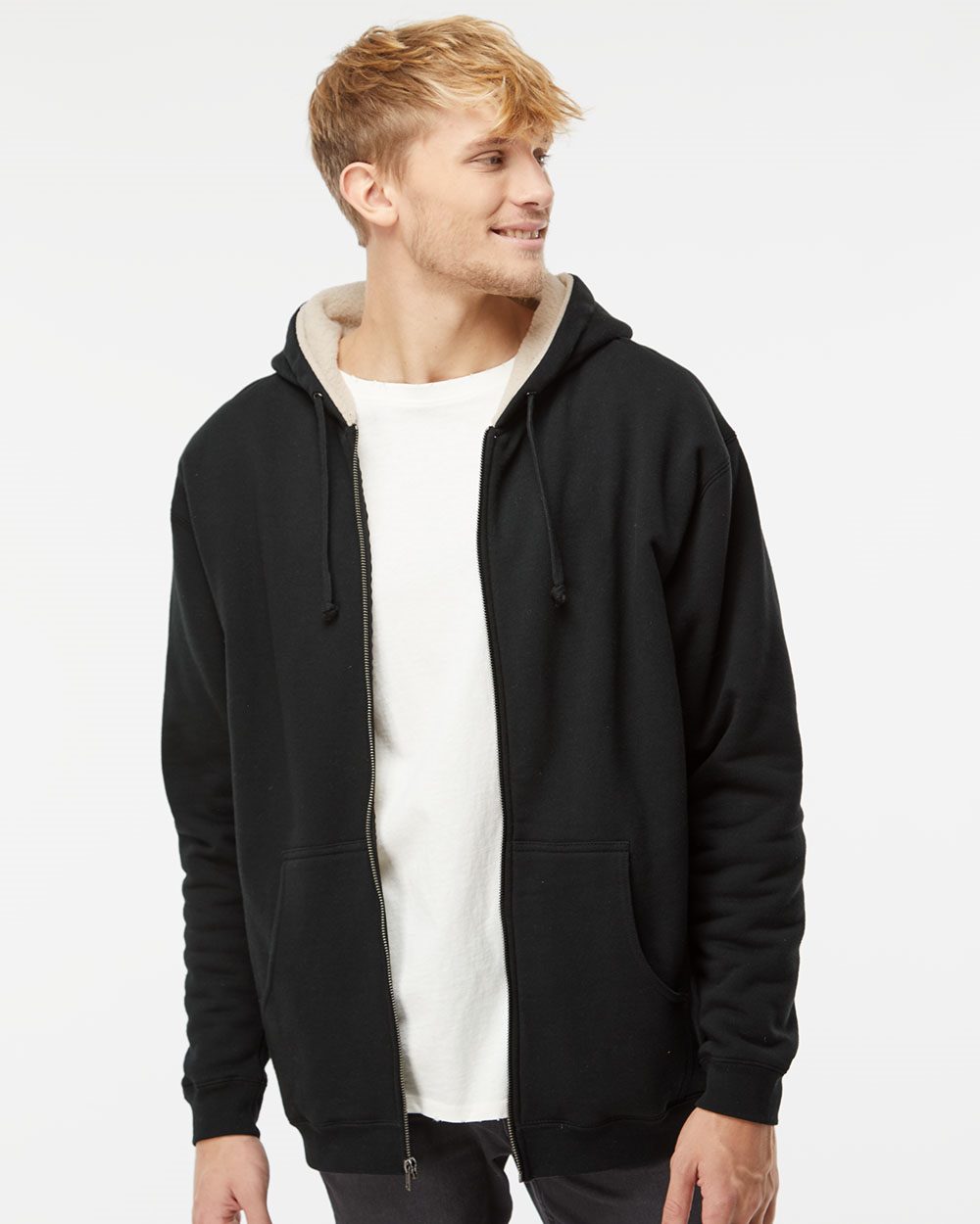 Independent Trading Co. EXP40SHZ Men's Sherpa-Lined Full-Zip Hooded Sweatshirt