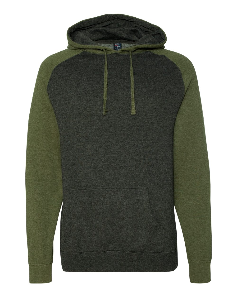 Independent Trading Co. IND40RP Unisex Raglan Hooded Sweatshirt in Charcoal Heather/ Army Heather