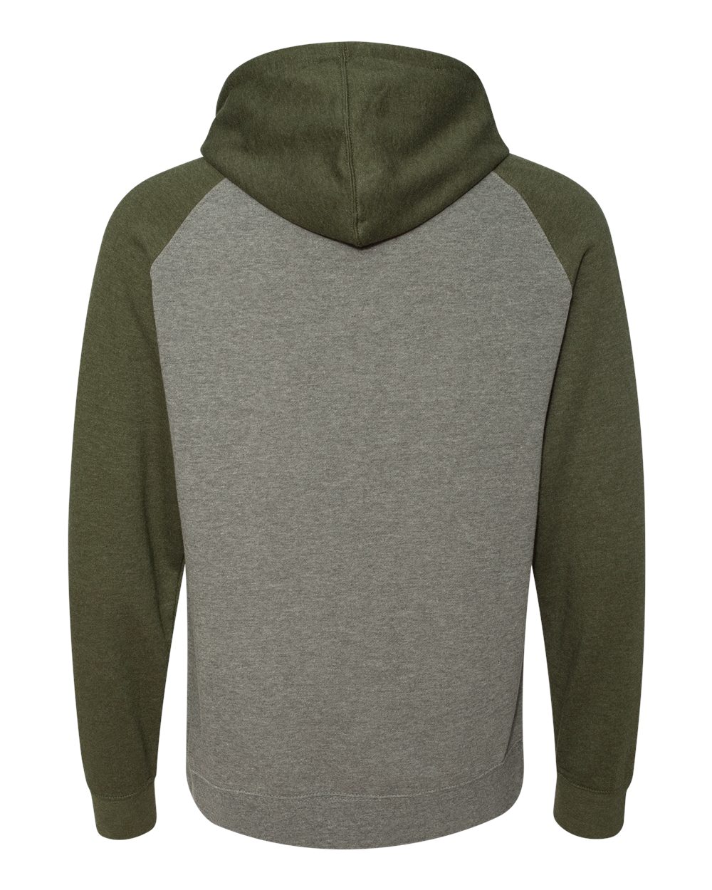 Independent Trading Co. IND40RP Unisex Raglan Hooded Sweatshirt in Gunmetal Heather/ Army Heather, back