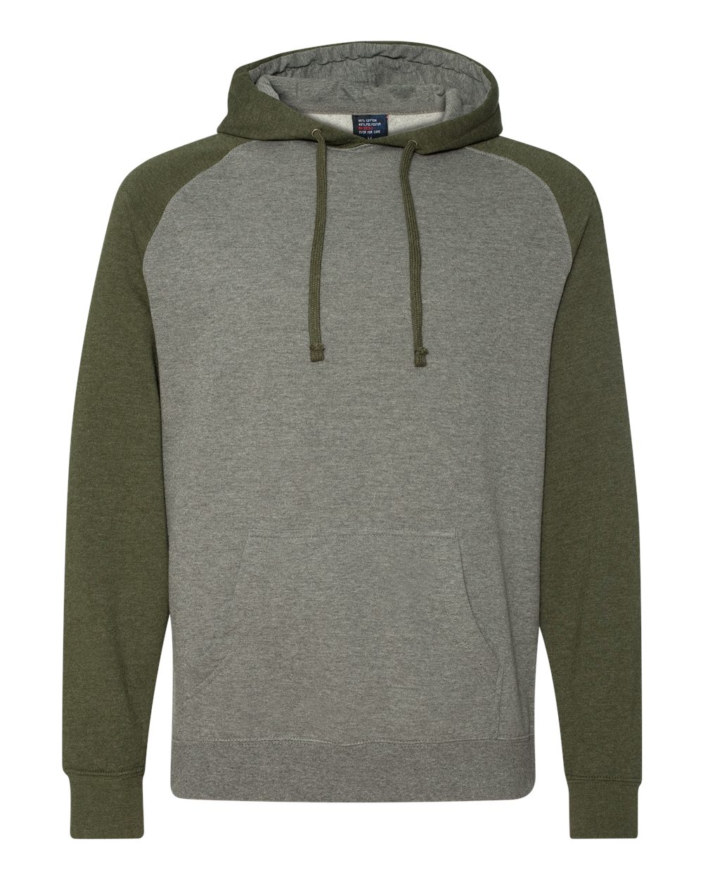 Independent Trading Co. IND40RP Unisex Raglan Hooded Sweatshirt in Gunmetal Heather/ Army Heather