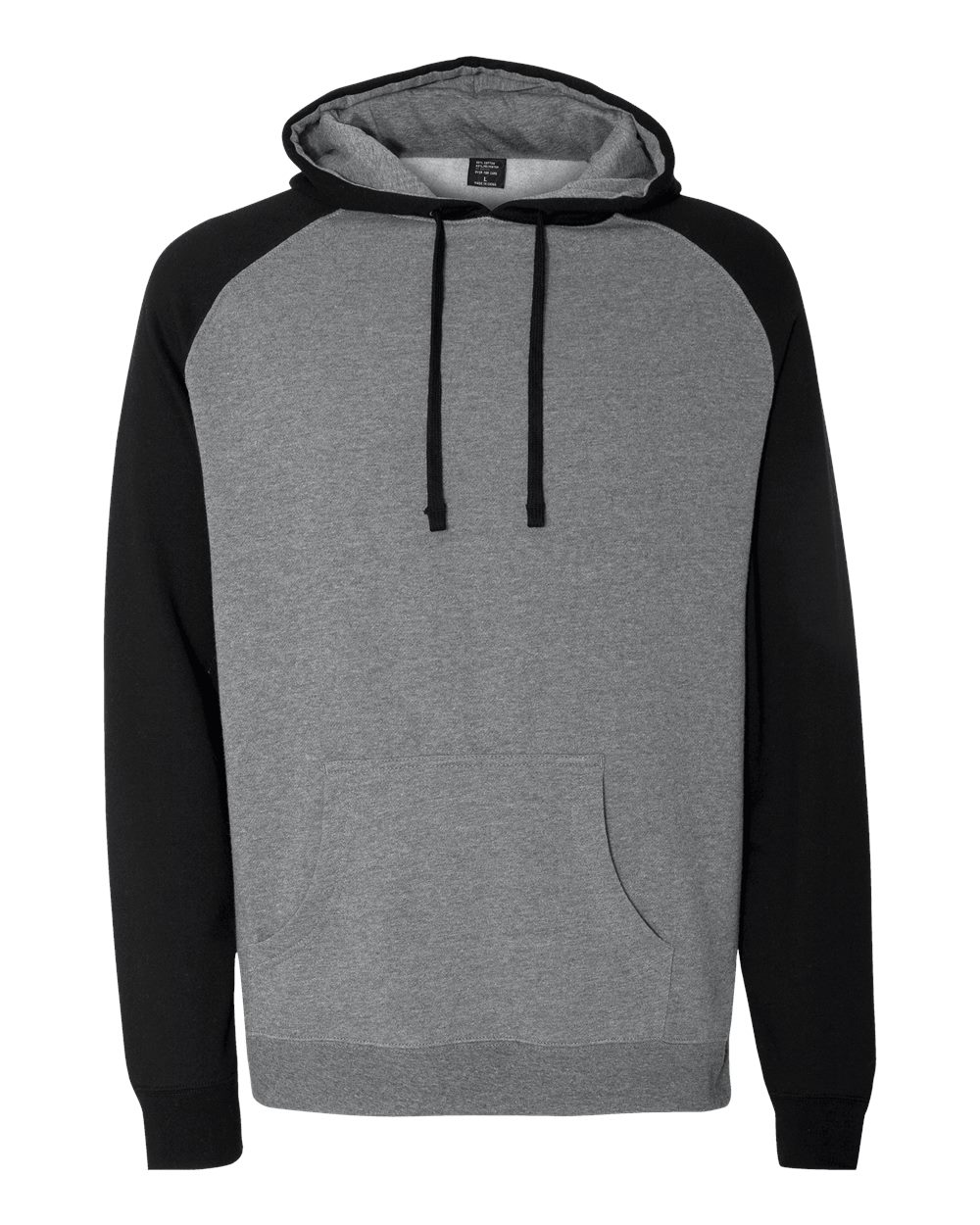 Independent Trading Co. IND40RP Unisex Raglan Hooded Sweatshirt in Gunmetal Heather/ Black