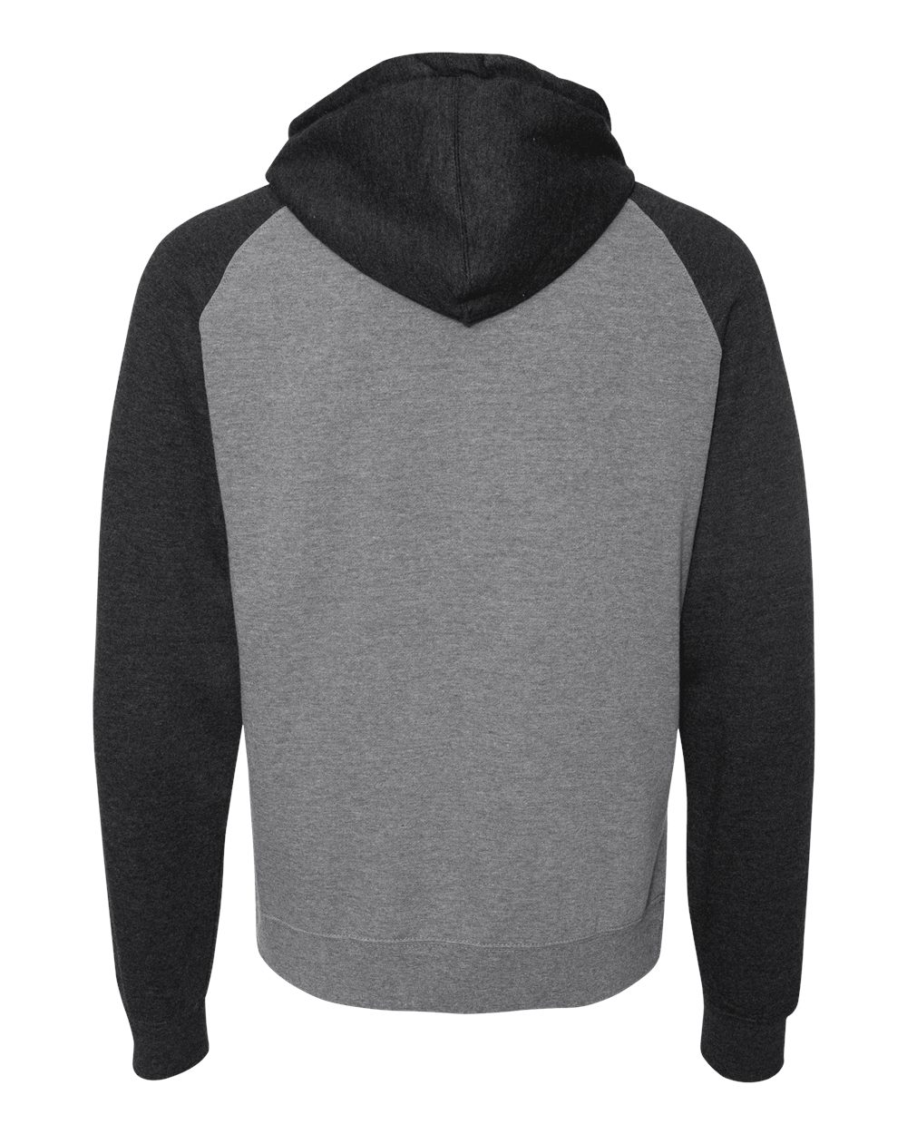 Independent Trading Co. IND40RP Unisex Raglan Hooded Sweatshirt in Gunmetal Heather/ Charcoal Heather, back