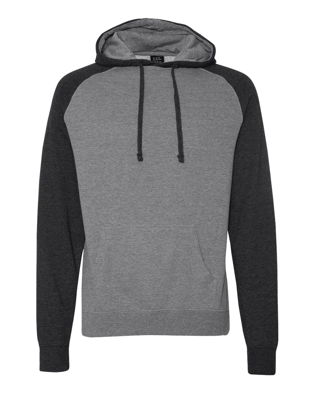 Independent Trading Co. IND40RP Unisex Raglan Hooded Sweatshirt in Gunmetal Heather/ Charcoal Heather