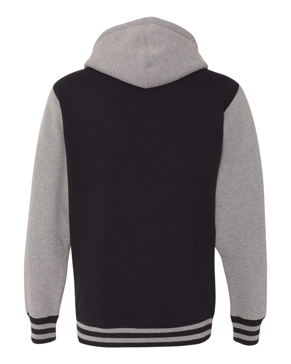 Independent Trading Co. IND45UVZ Unisex Heavyweight Varsity Full-Zip Hooded Sweatshirt in Black/ Gunmetal Heather, back