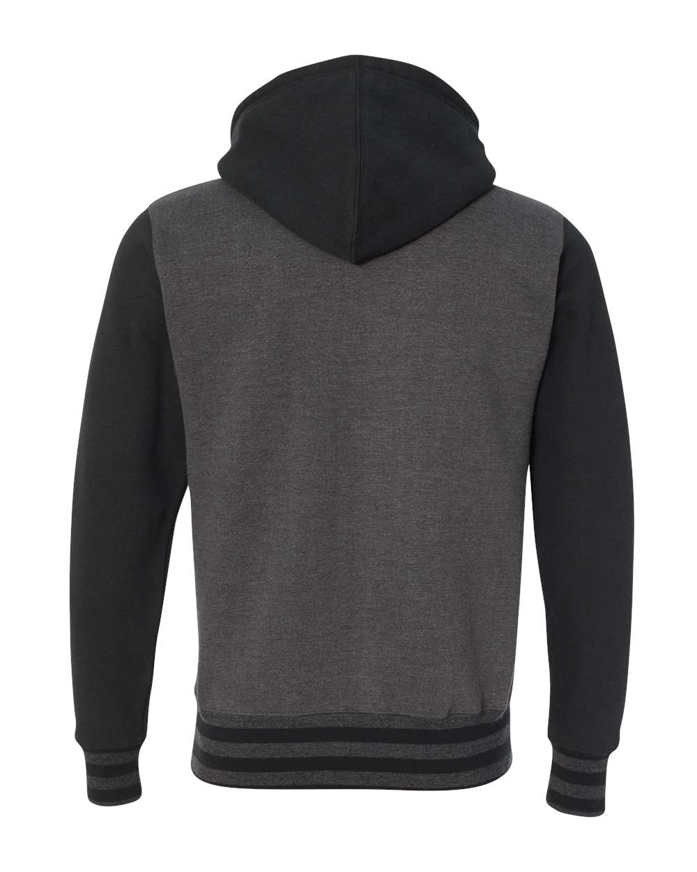 Independent Trading Co. IND45UVZ Unisex Heavyweight Varsity Full-Zip Hooded Sweatshirt in Charcoal Heather/ Black, back