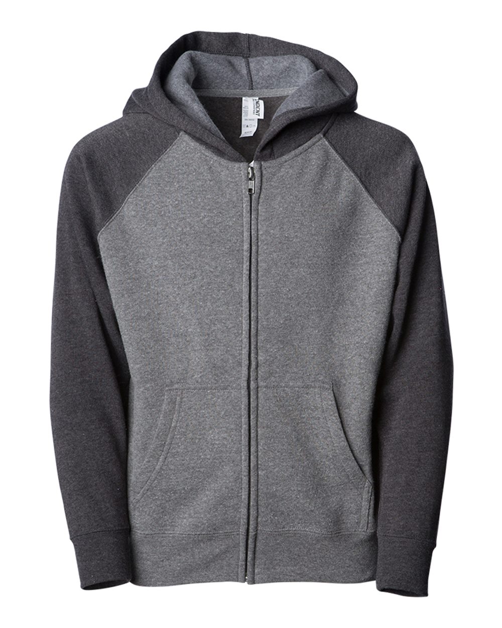 Independent Trading Co. PRM10TSBZ Toddler Lightweight Special Blend Raglan Zip Hood in Nickel/ Carbon