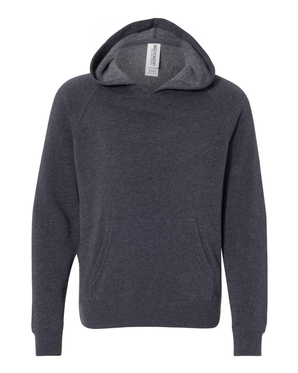 Independent Trading Co. PRM15YSB Youth Lightweight Special Blend Raglan Hooded Sweatshirt in Midnight Navy