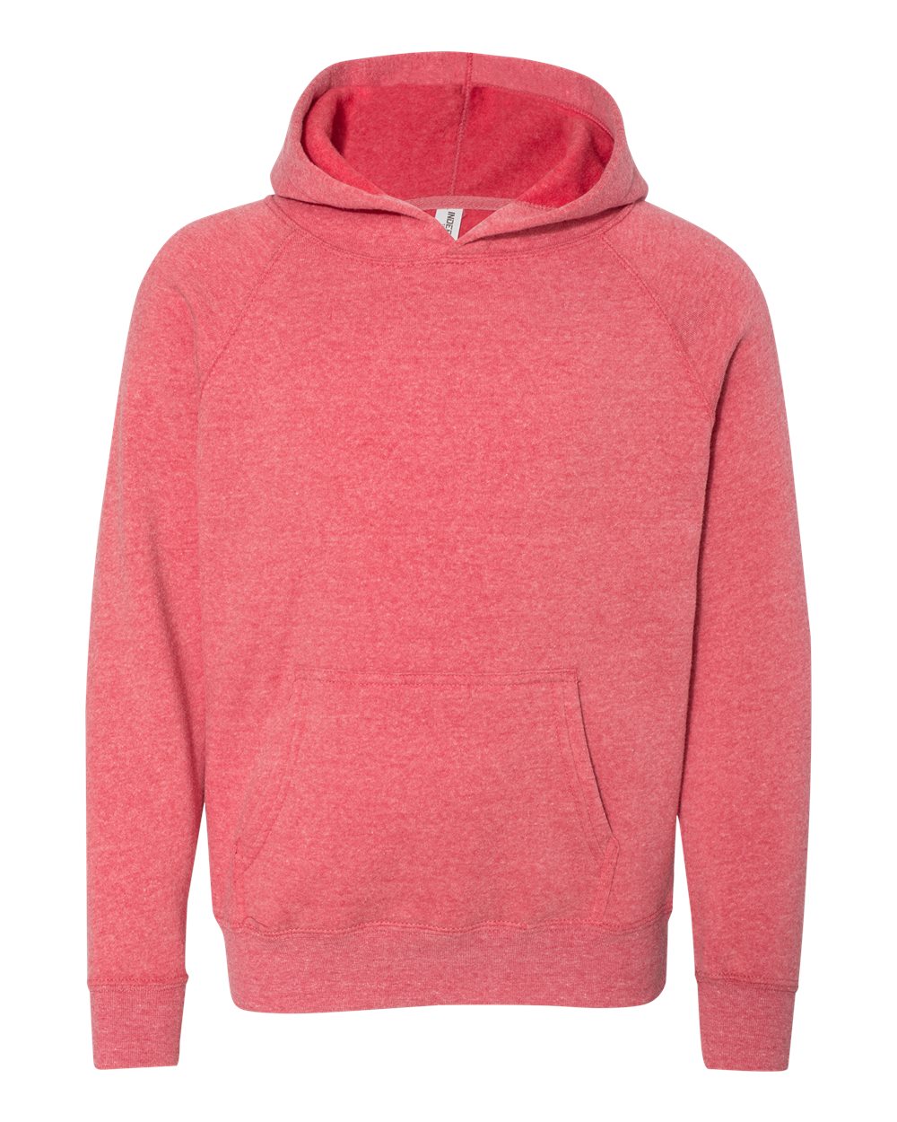 Independent Trading Co. PRM15YSB Youth Lightweight Special Blend Raglan Hooded Sweatshirt in Pomegranate