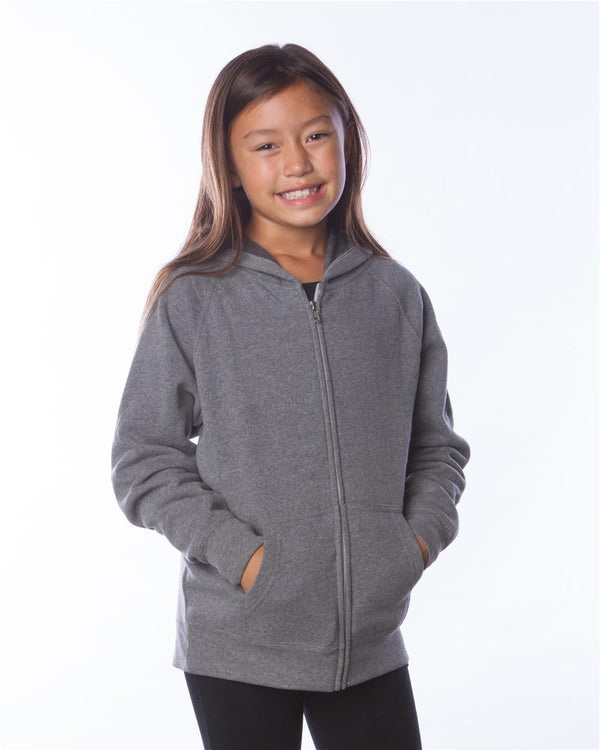 Independent Trading Co. PRM15YSBZ Youth Lightweight Special Blend Raglan Zip Hood