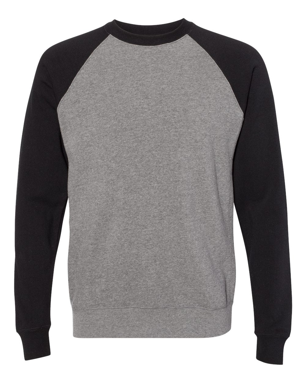 Independent Trading Co. PRM30SBC Unisex Special Blend Raglan Crewneck Sweatshirt in Nickel Heather/ Black