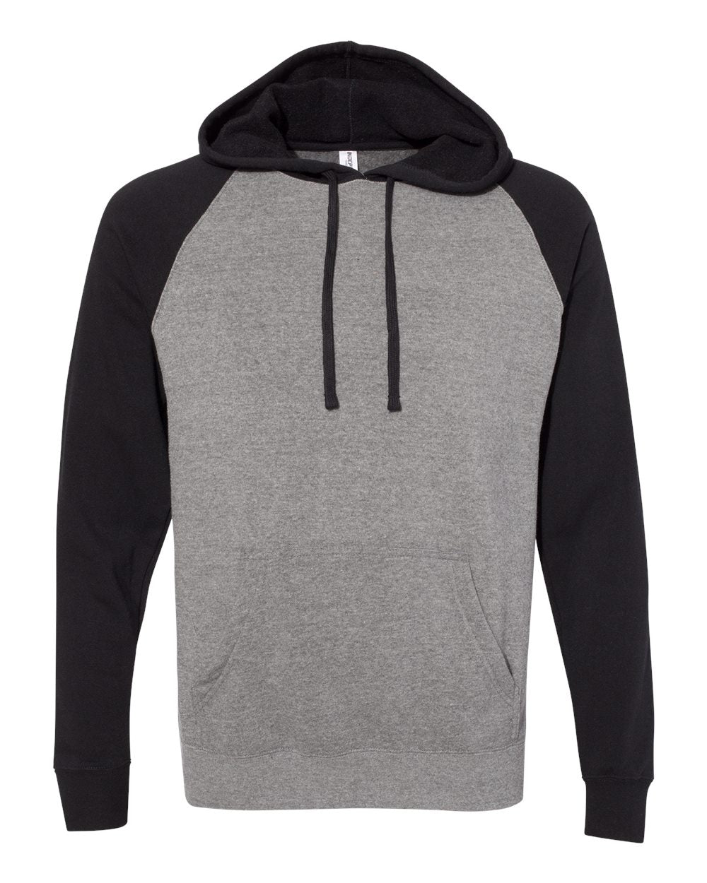 Independent Trading Co. PRM33SBP Unisex Special Blend Raglan Hooded Sweatshirt in Nickel Heather/ Black