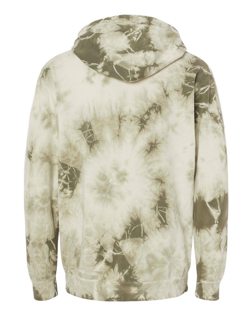 Independent Trading Co. PRM4500TD Unisex Midweight Tie-Dyed Hooded Sweatshirt in Tie Dye Olive, back
