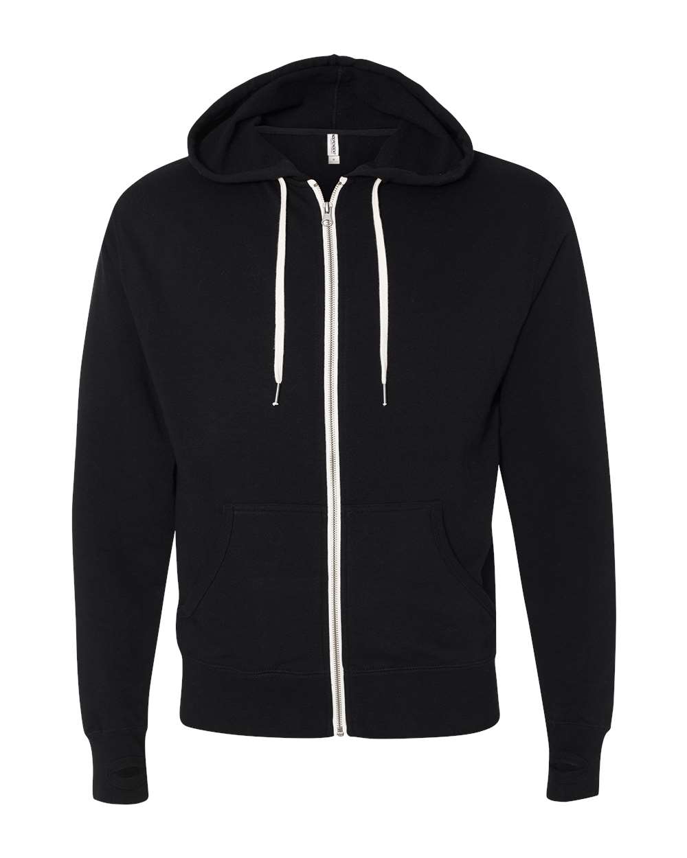 Independent Trading Co. PRM90HTZ Unisex Heathered French Terry Full-Zip Hooded Sweatshirt in Black