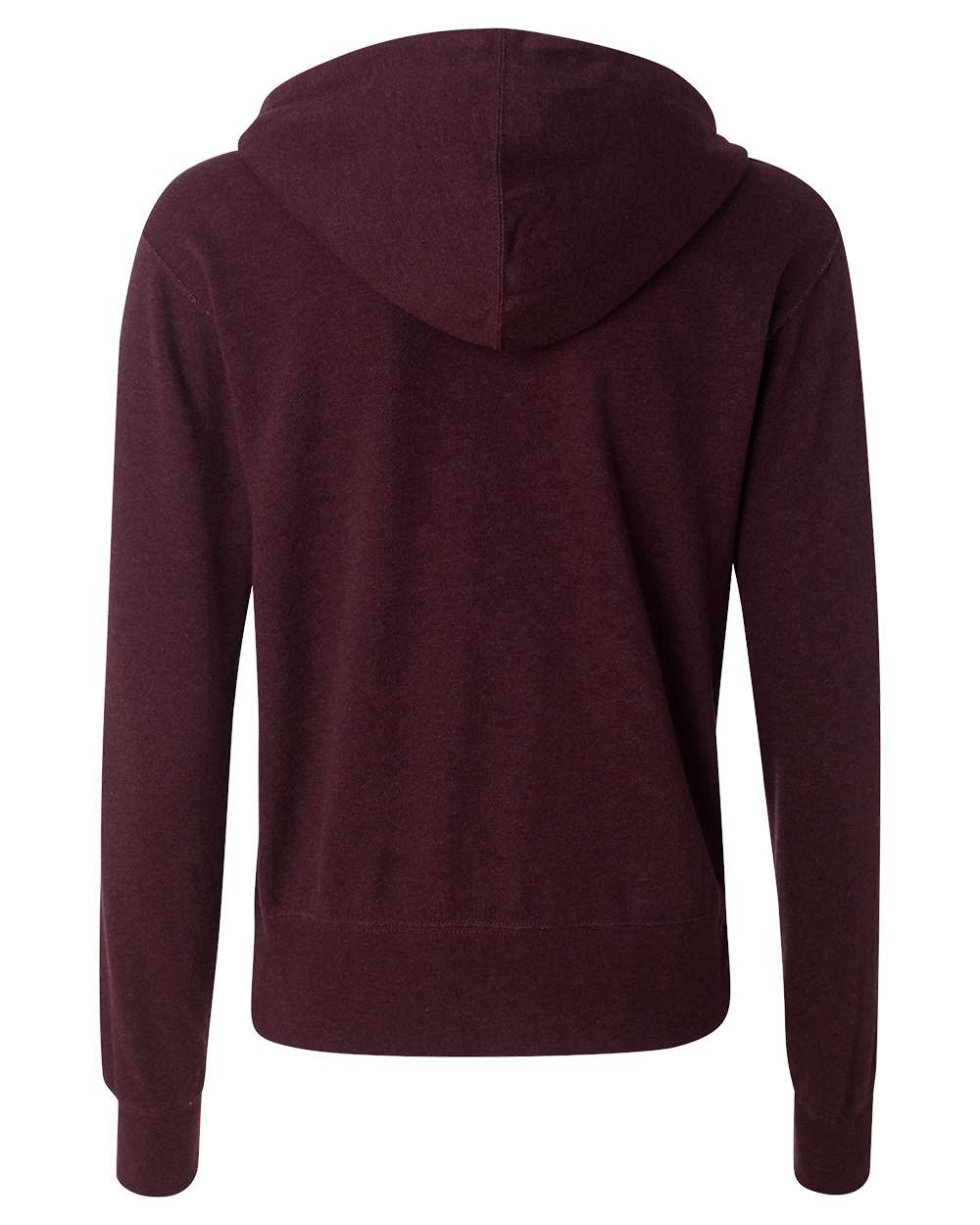 Independent Trading Co. PRM90HTZ Unisex Heathered French Terry Full-Zip Hooded Sweatshirt in Burgundy Heather, back