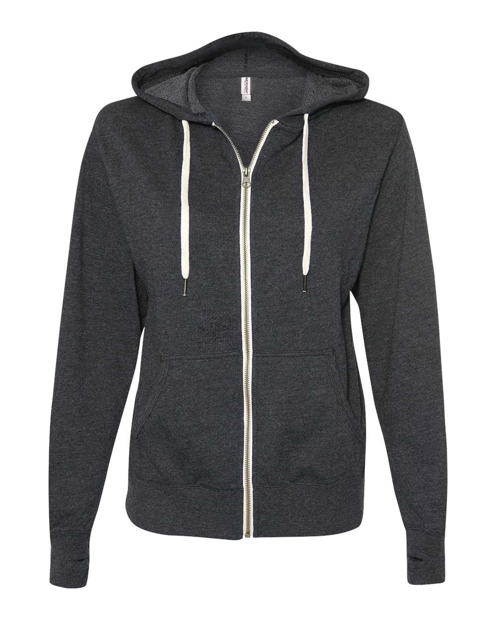 Independent Trading Co. PRM90HTZ Unisex Heathered French Terry Full-Zip Hooded Sweatshirt in Charcoal Heather