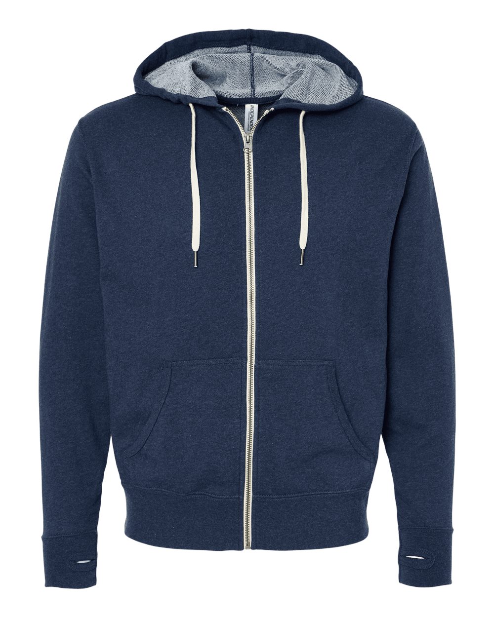Independent Trading Co. PRM90HTZ Unisex Heathered French Terry Full-Zip Hooded Sweatshirt in Navy Heather