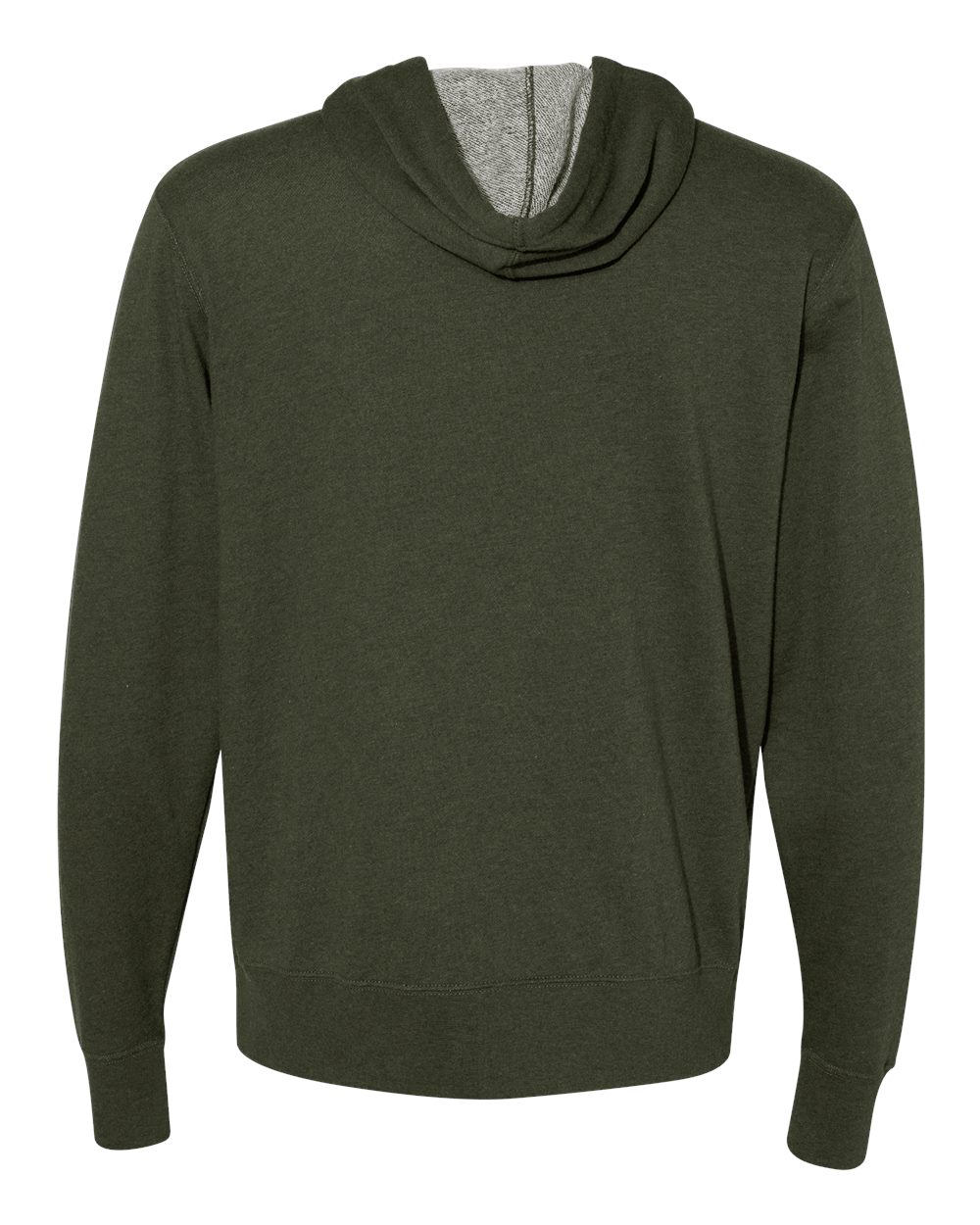 Independent Trading Co. PRM90HTZ Unisex Heathered French Terry Full-Zip Hooded Sweatshirt in Olive Heather, back