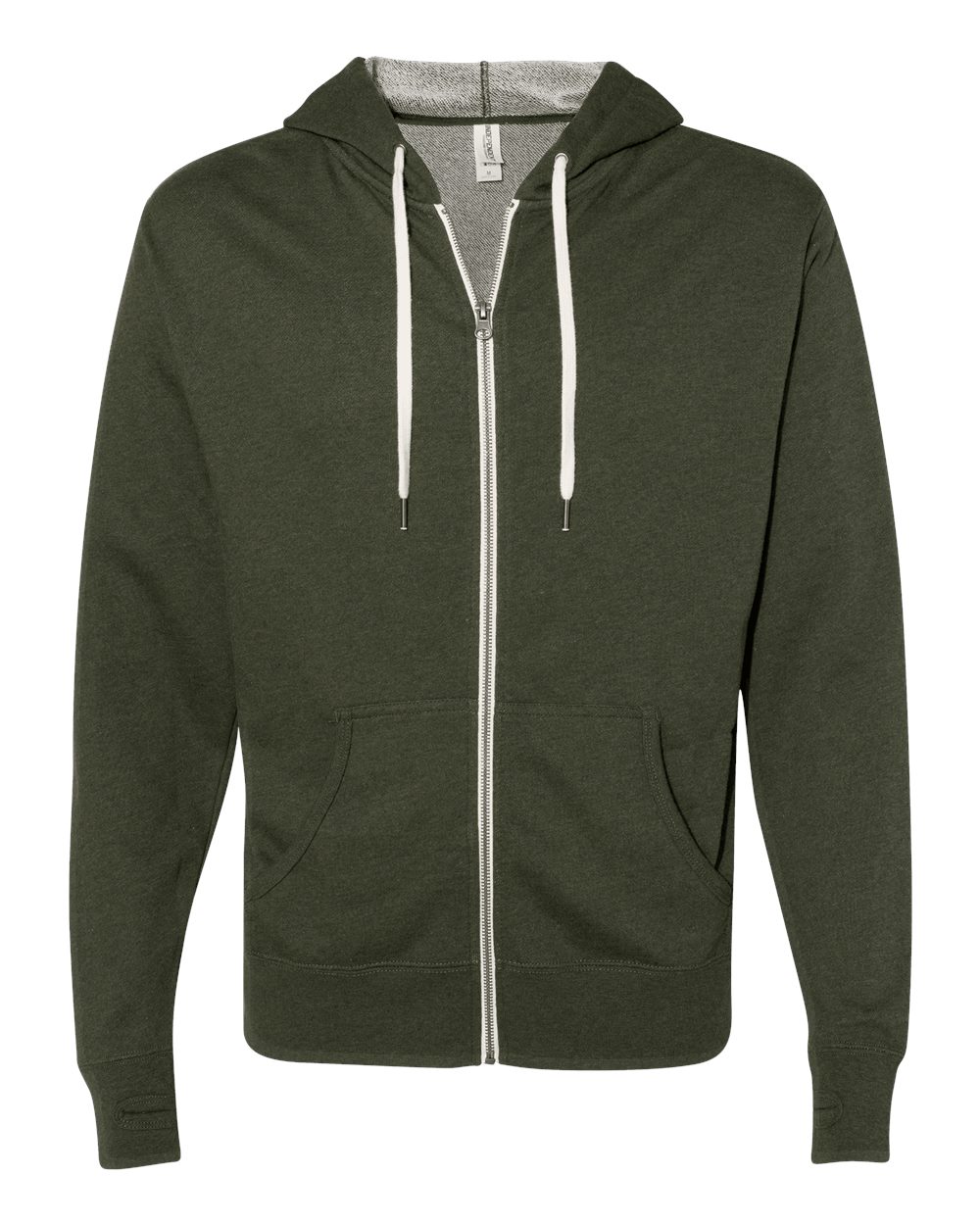 Independent Trading Co. PRM90HTZ Unisex Heathered French Terry Full-Zip Hooded Sweatshirt in Olive Heather