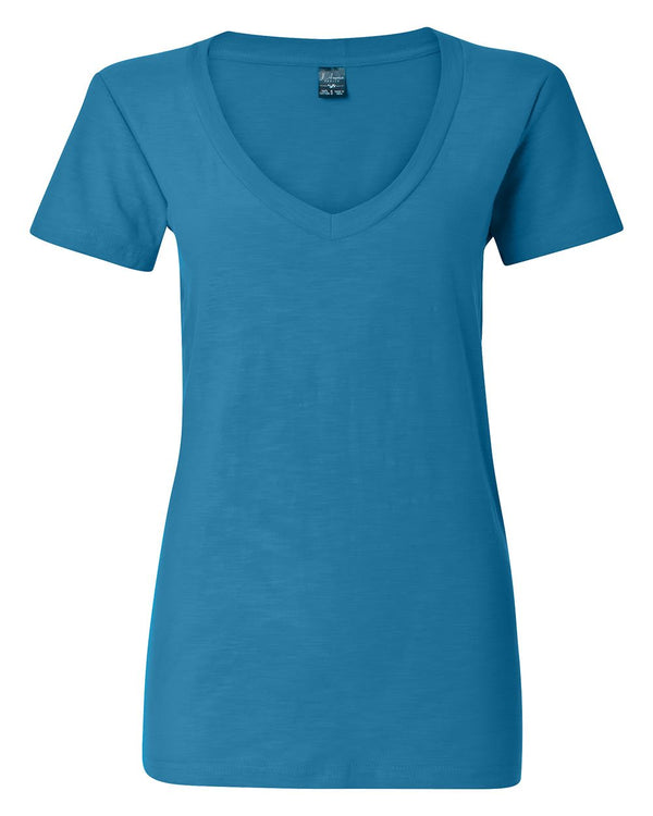 J. America 8169 Women's V-Neck Slub T-Shirt
