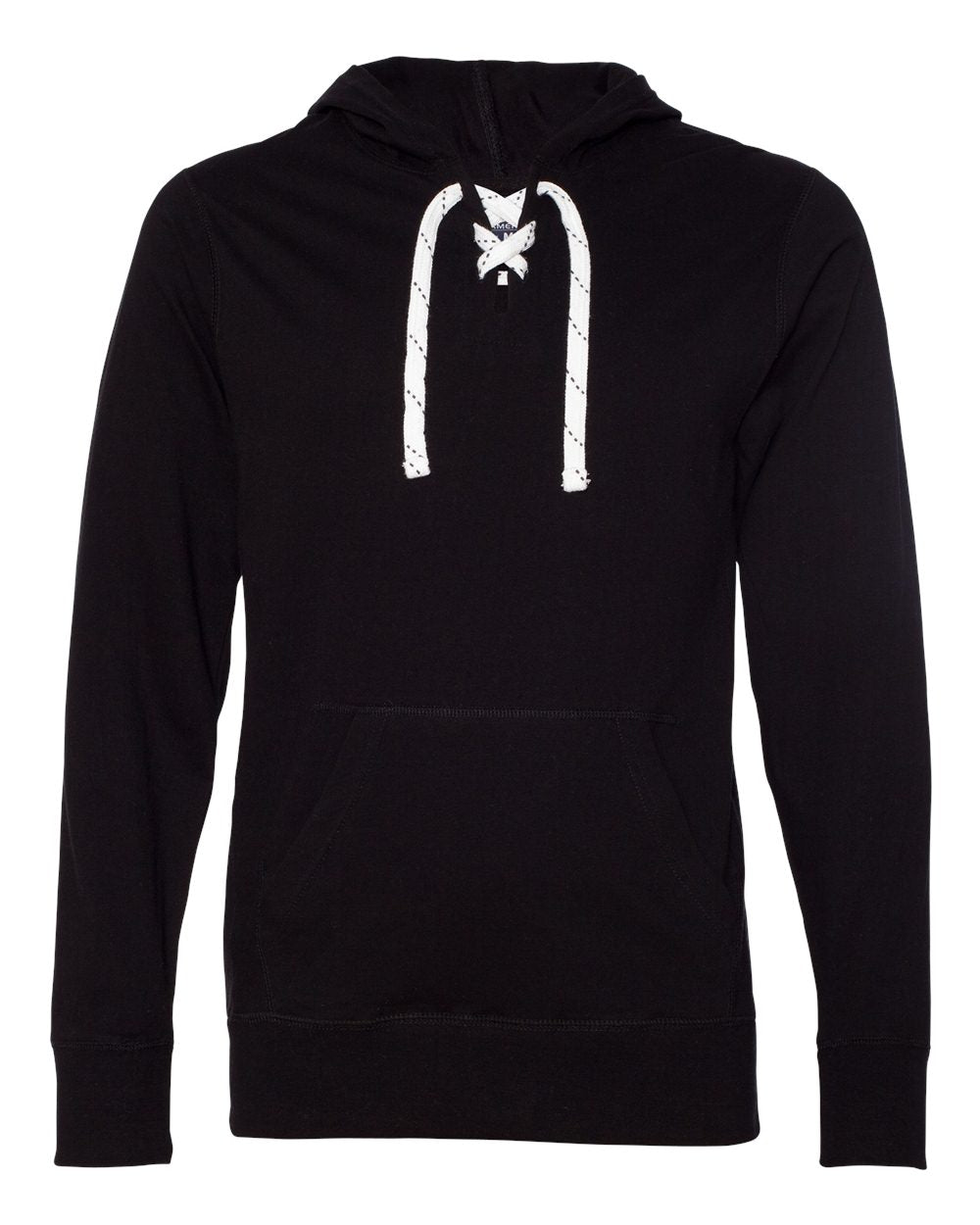 J. America 8231 Unisex Jersey Sport Lace Hooded Pullover in Black