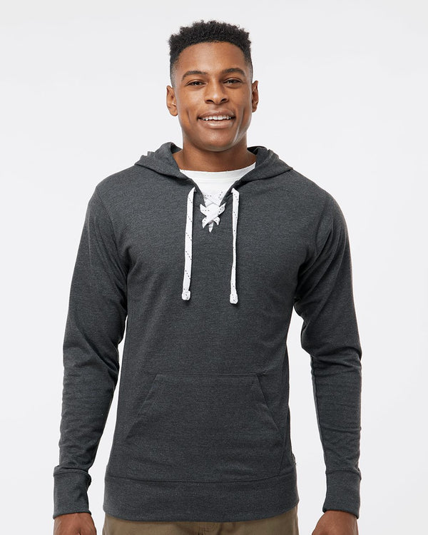 J. America 8231 Unisex Jersey Sport Lace Hooded Pullover