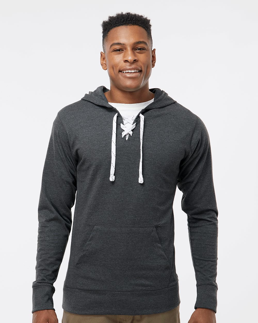 J. America 8231 Unisex Jersey Sport Lace Hooded Pullover