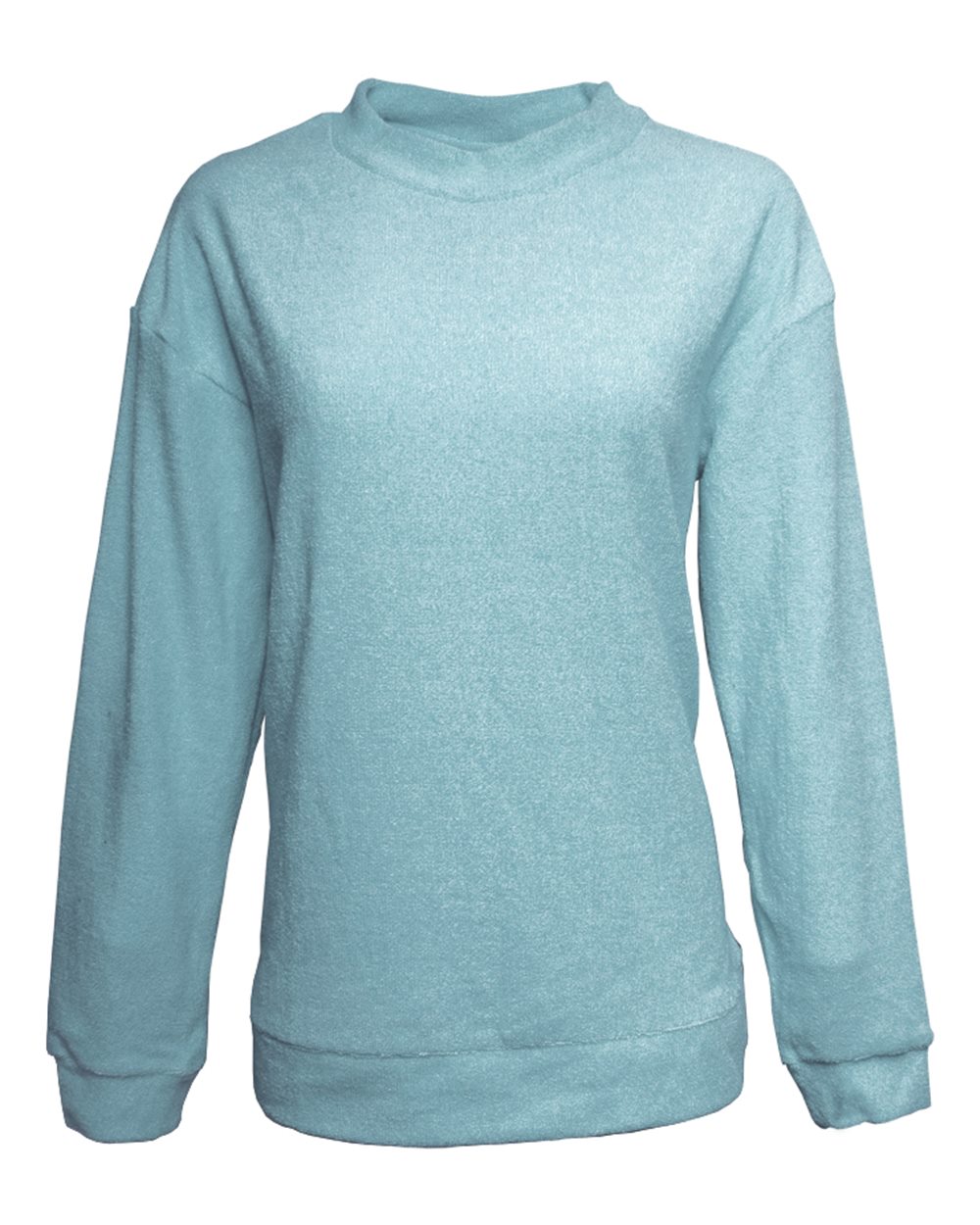 J. America 8428 Women's Weekend Terry Mock Neck Pullover in Columbia Blue