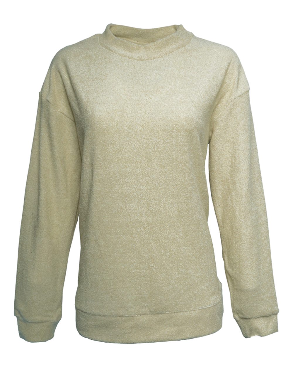 J. America 8428 Women's Weekend Terry Mock Neck Pullover in Natural