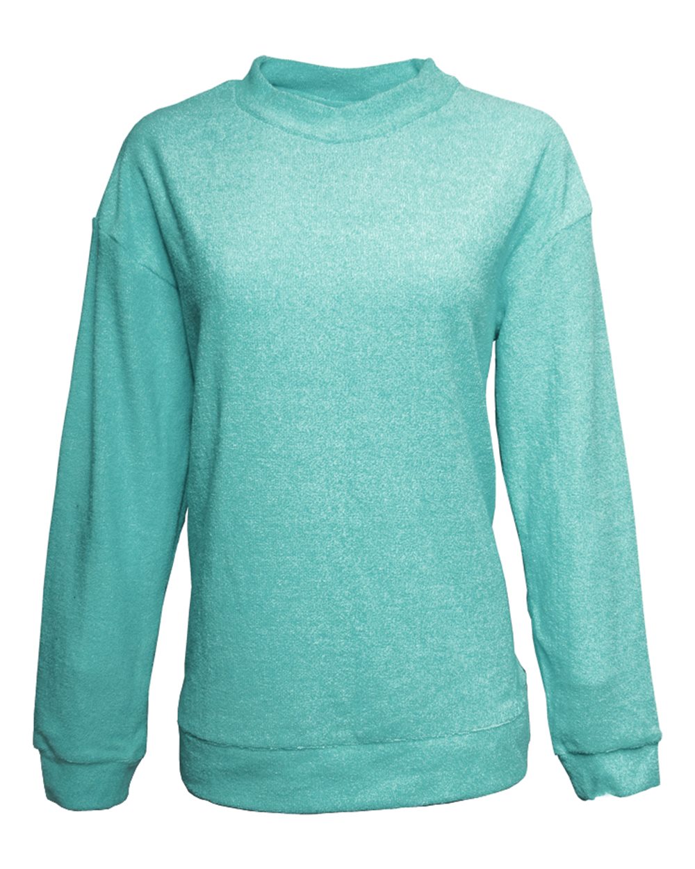 J. America 8428 Women's Weekend Terry Mock Neck Pullover in Turquoise