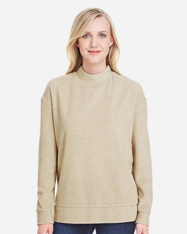 J. America 8428 Women's Weekend Terry Mock Neck Pullover