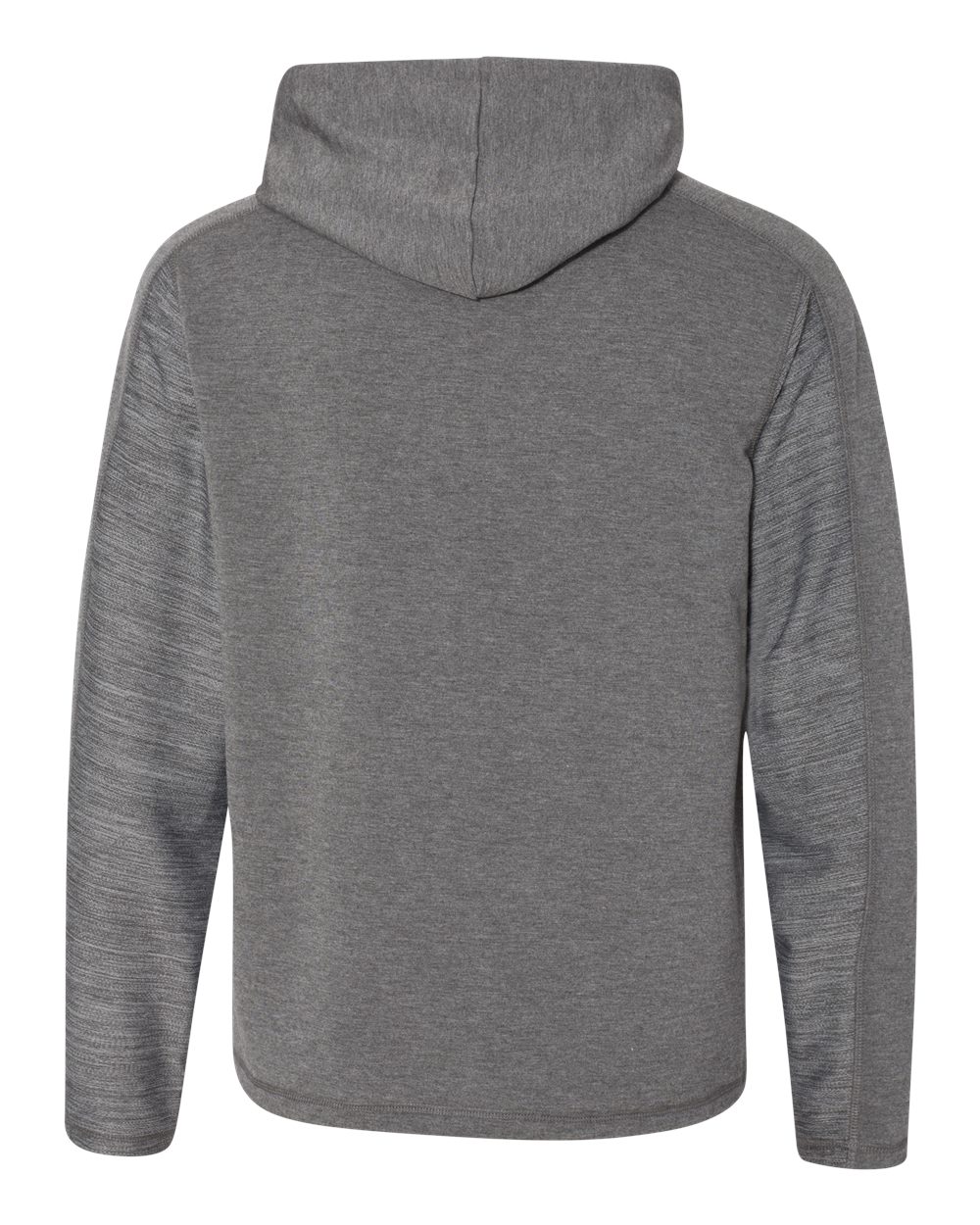 J. America 8435 Men's Omega Stretch Hooded Sweatshirt in Charcoal Triblend, back