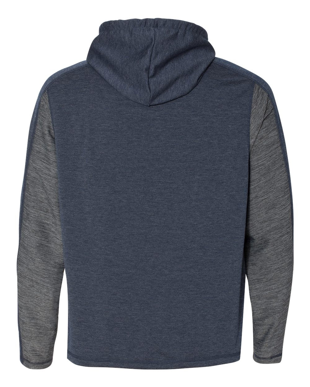 J. America 8435 Men's Omega Stretch Hooded Sweatshirt in Navy Triblend, back