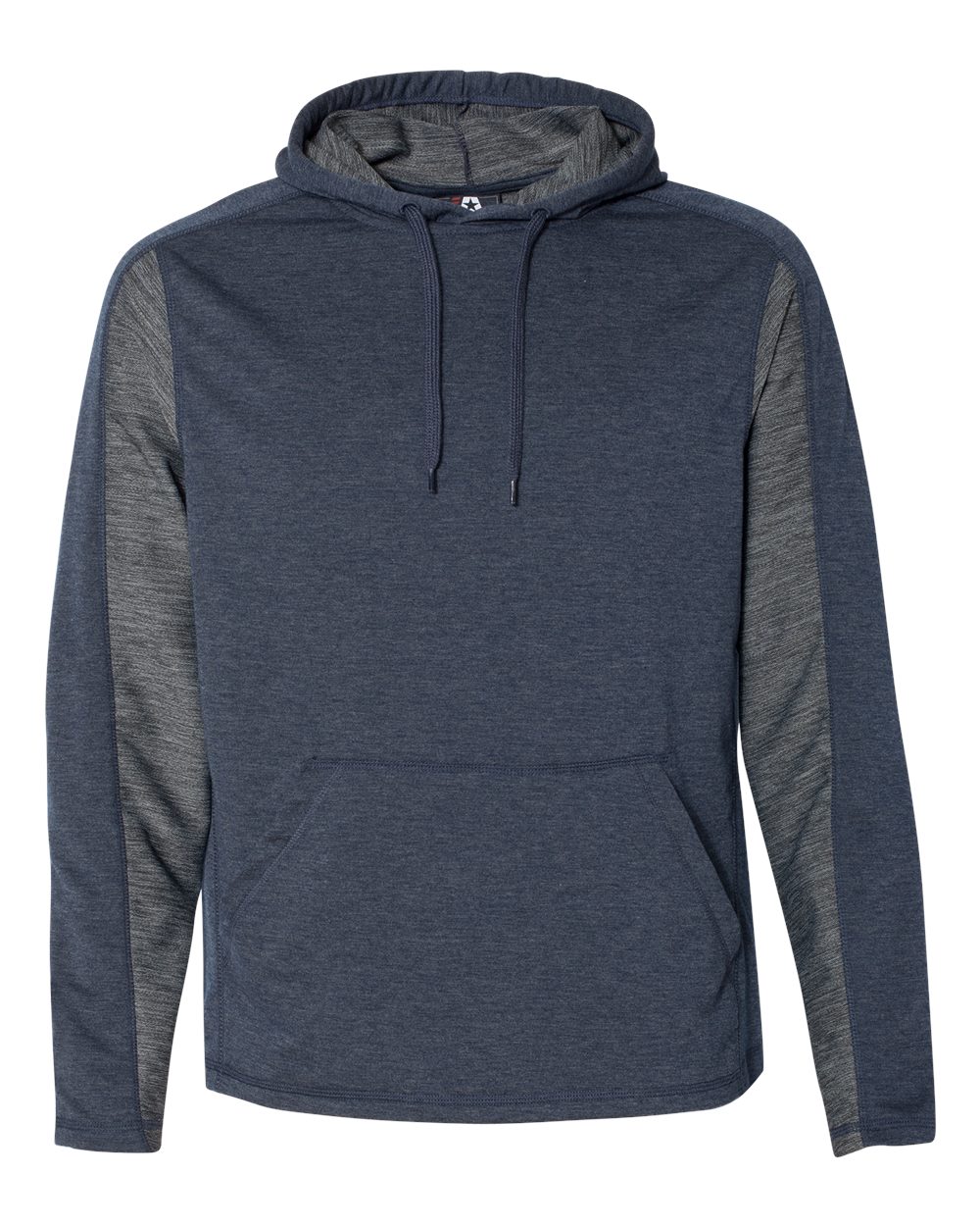 J. America 8435 Men's Omega Stretch Hooded Sweatshirt in Navy Triblend