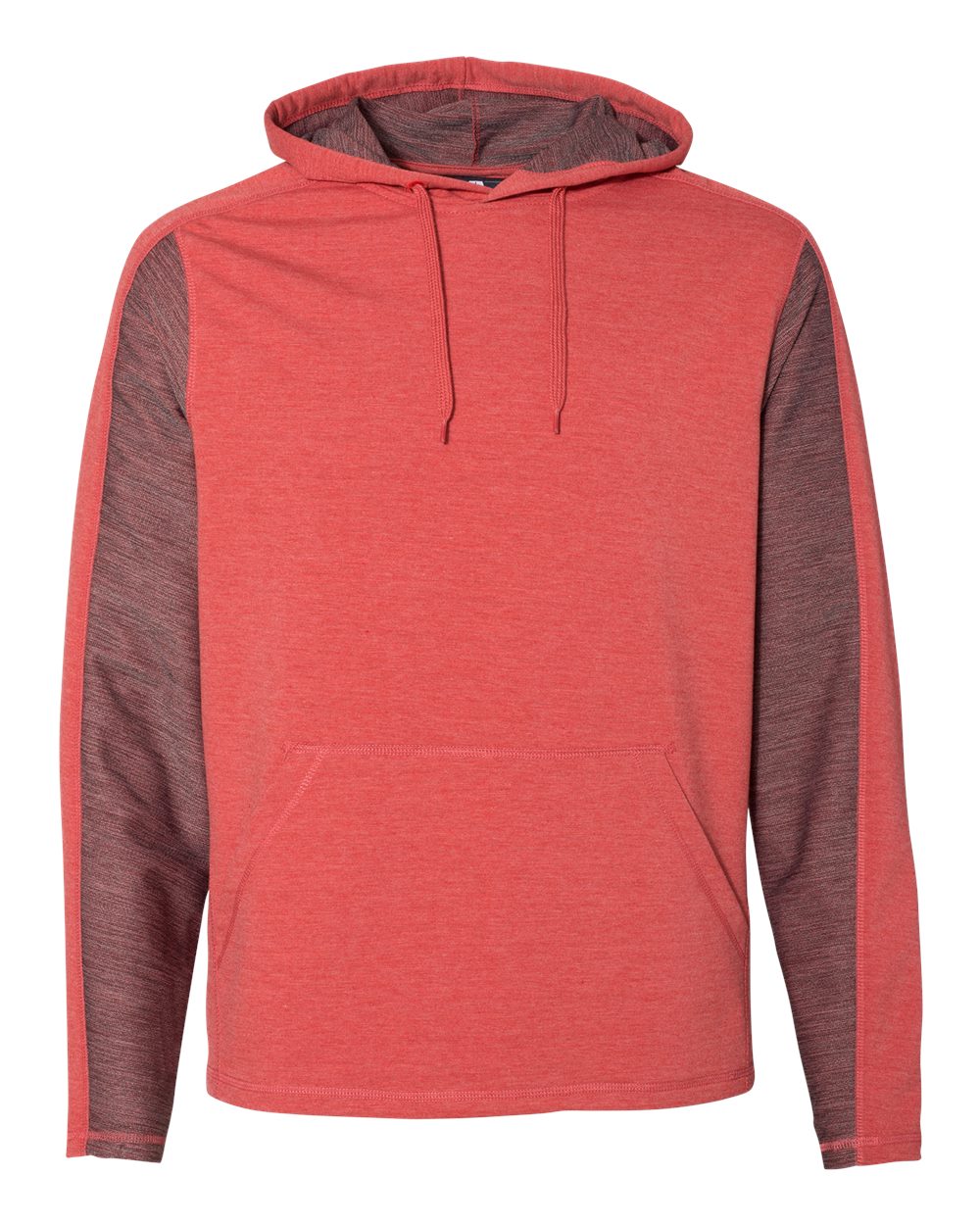 J. America 8435 Men's Omega Stretch Hooded Sweatshirt in Red Triblend
