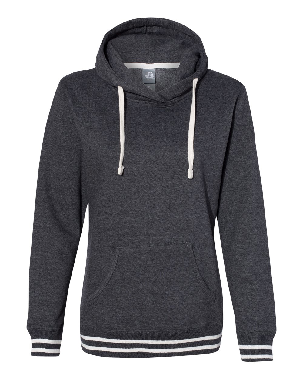 J. America 8651 Women’s Relay Hooded Sweatshirt in Black