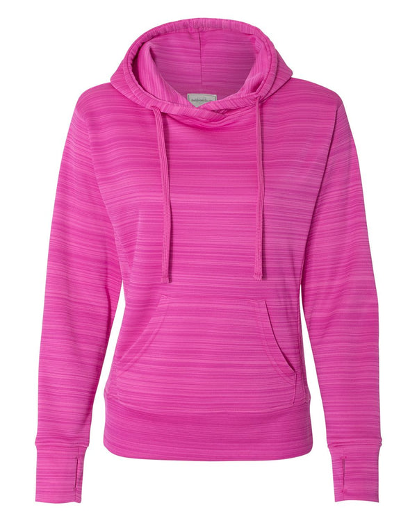 J. America 8662 Women's Odyssey Striped Performance Fleece Lapover Hooded Sweatshirt