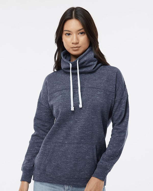 J. America 8673 Women’s Mélange Fleece Cowl Neck Sweatshirt