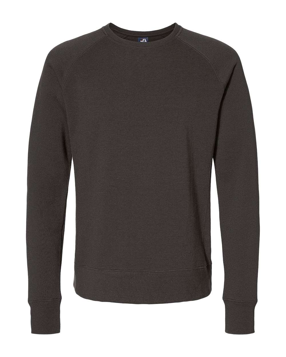 J. America 8707 Men's Ripple Fleece Raglan Crewneck Sweatshirt in Black