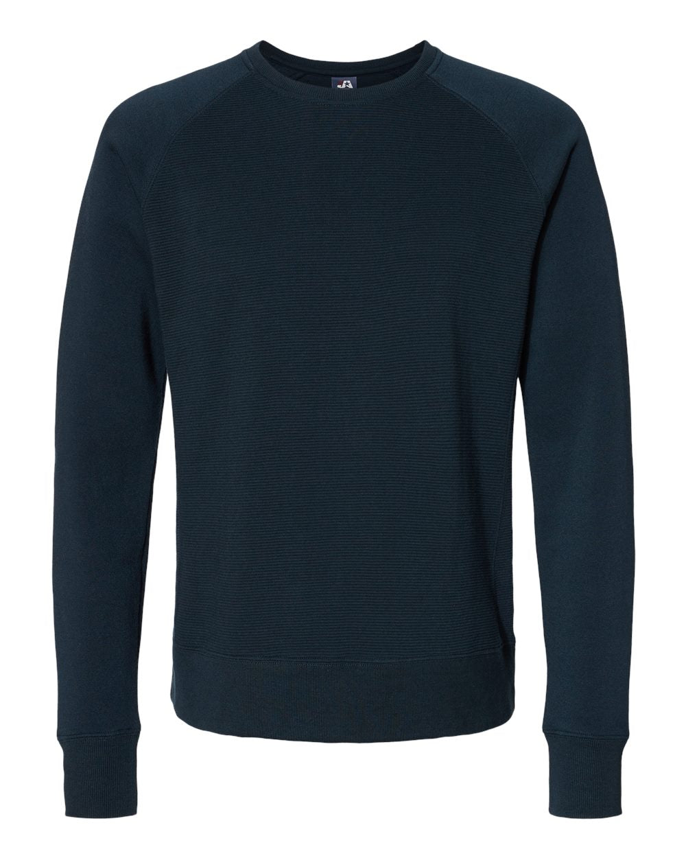 J. America 8707 Men's Ripple Fleece Raglan Crewneck Sweatshirt in Navy