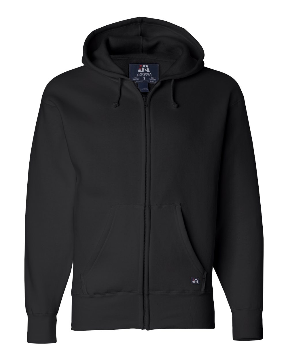 J. America 8821 Men's Premium Full-Zip Hooded Sweatshirt in Black