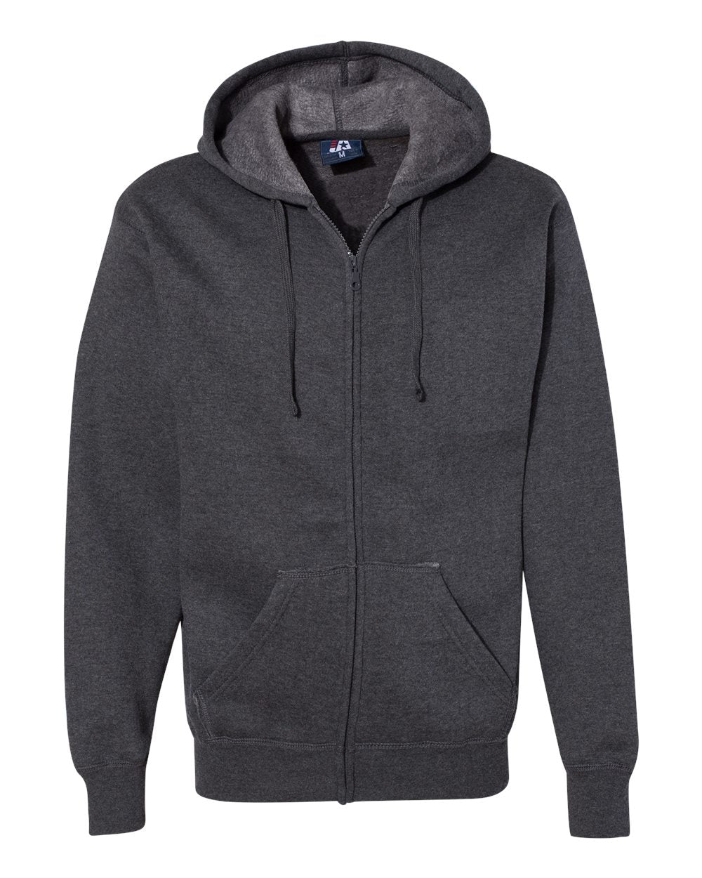 J. America 8821 Men's Premium Full-Zip Hooded Sweatshirt in Charcoal Heather
