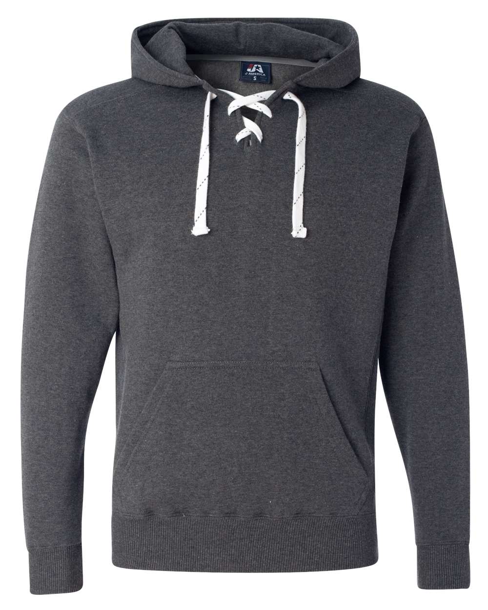 J. America 8830 Men's Sport Lace Hooded Sweatshirt in Charcoal Heather