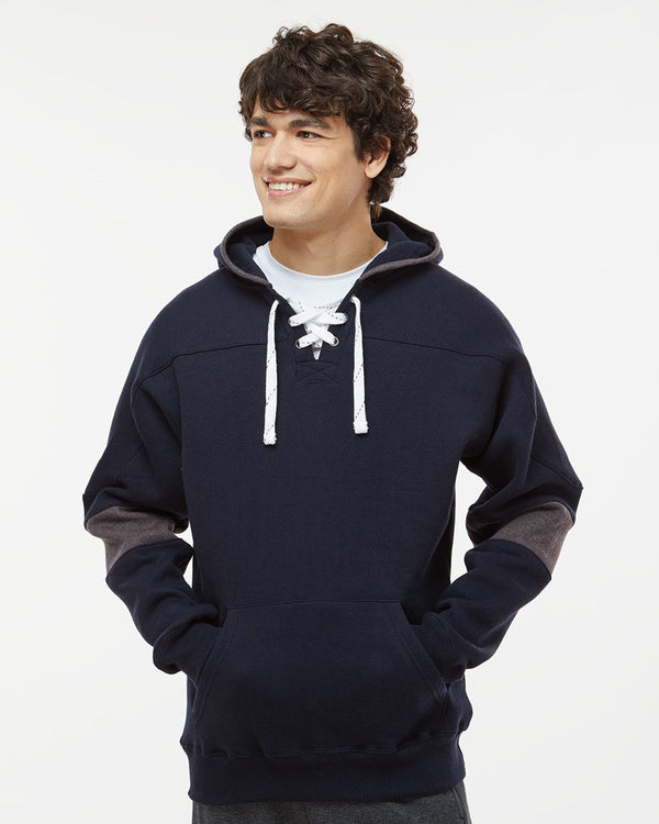 J. America 8832 Men's Sport Lace Colorblocked Fleece Hooded Sweatshirt