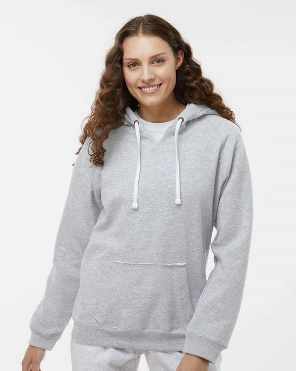 J. America 8836 Women's Sueded V-Neck Hooded Sweatshirt
