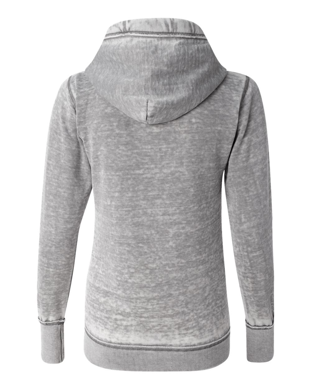 J. America 8913 Women's Zen Fleece Full-Zip Hooded Sweatshirt in Cement, back