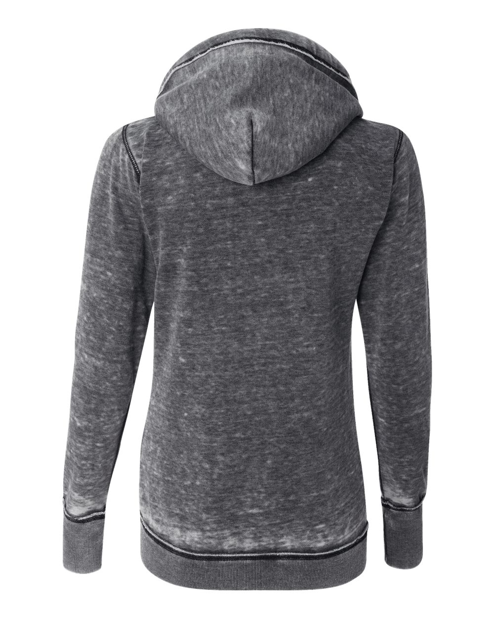 J. America 8913 Women's Zen Fleece Full-Zip Hooded Sweatshirt in Dark Smoke, back